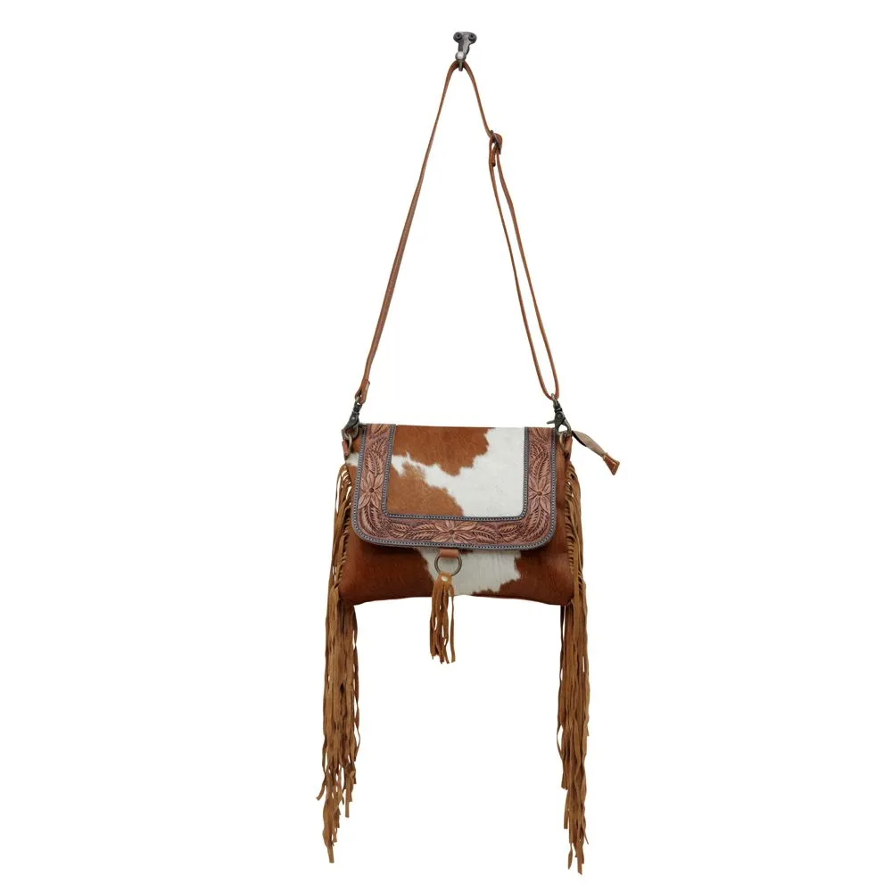 Myra Bag Rusty Hand Tooled Cowhide Bag