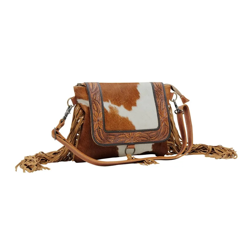 Myra Bag Rusty Hand Tooled Cowhide Bag