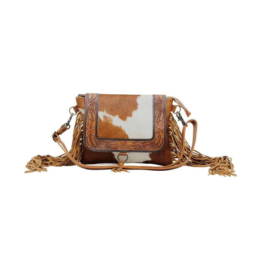 Myra Bag Rusty Hand Tooled Cowhide Bag
