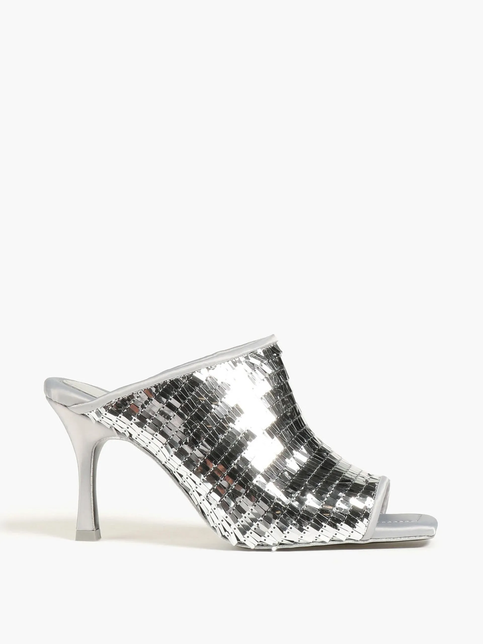 Naemi metallic sequined satin mules