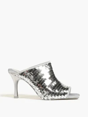 Naemi metallic sequined satin mules