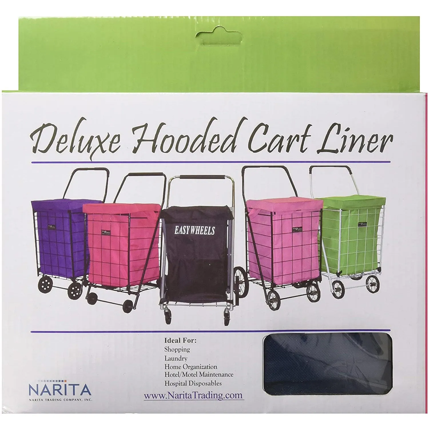 Narita Deluxe Waterproof Hooded Shopping Cart Liner, Pink, Jumbo