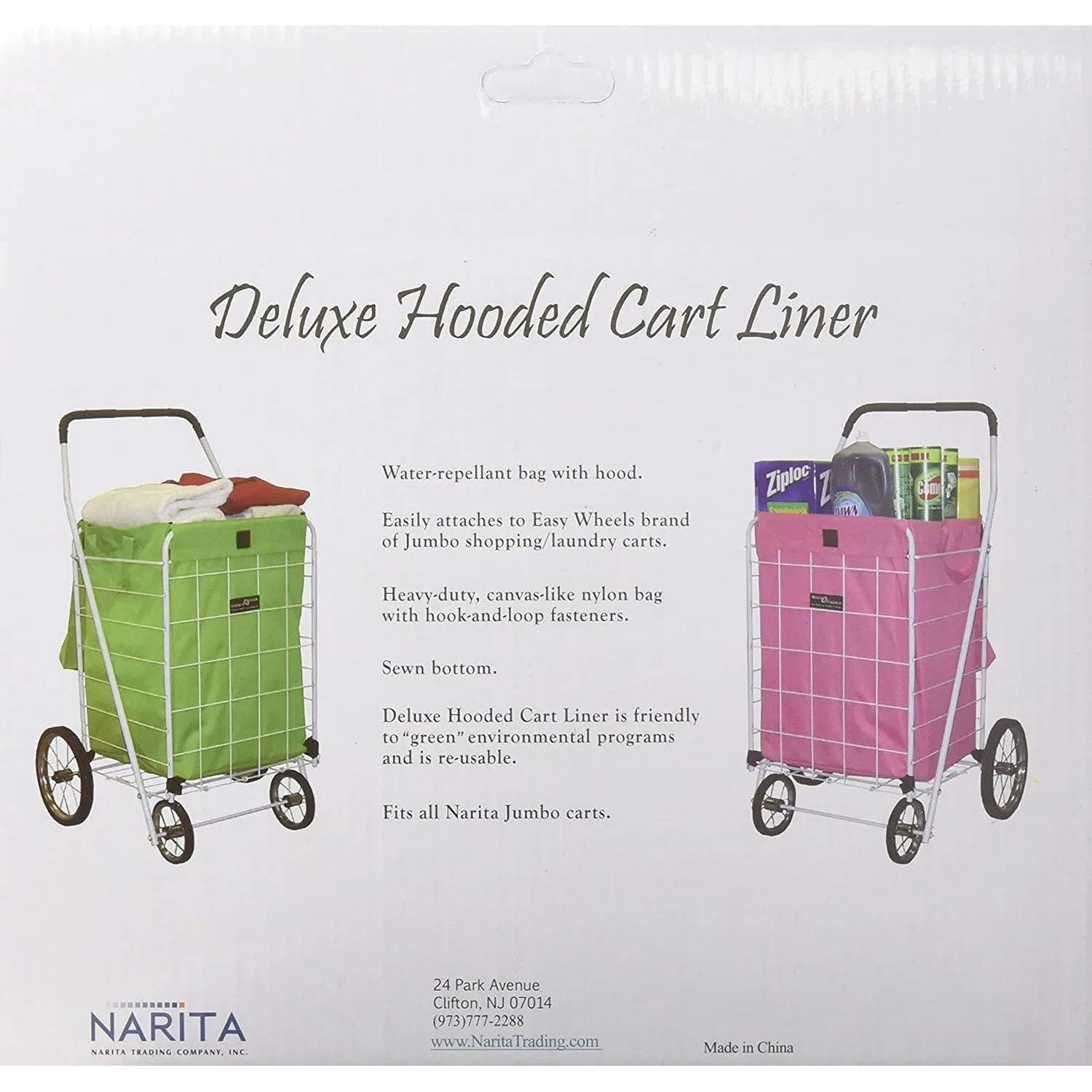 Narita Deluxe Waterproof Hooded Shopping Cart Liner, Pink, Jumbo