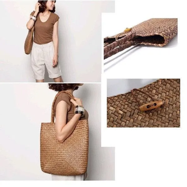 Natural Straw Shopping Bag Tote