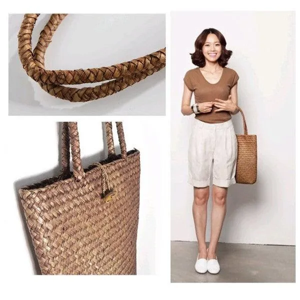 Natural Straw Shopping Bag Tote