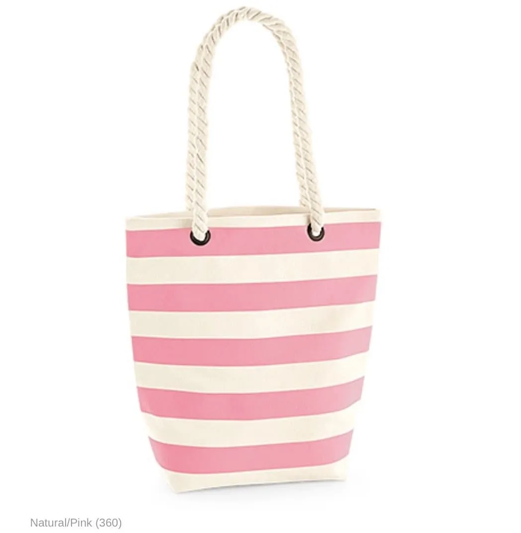 Nautical Stripe Canvas Tote Bag with Personalisation