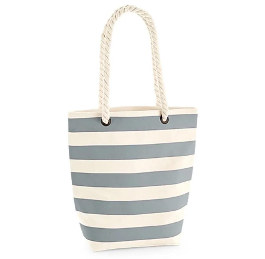 Nautical Stripe Canvas Tote Bag with Personalisation
