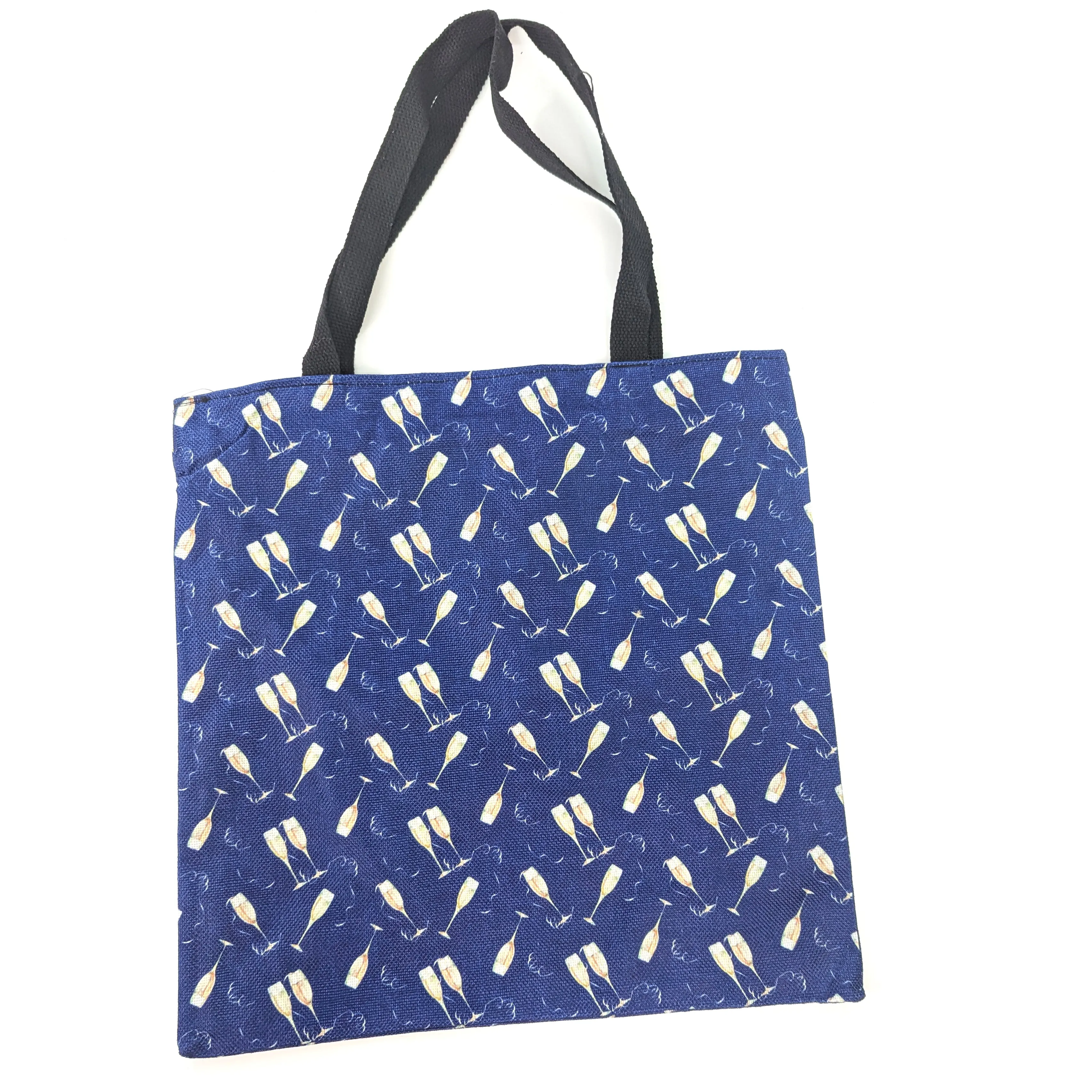 Navy Blue Champagne Shoulder Shopping Bag