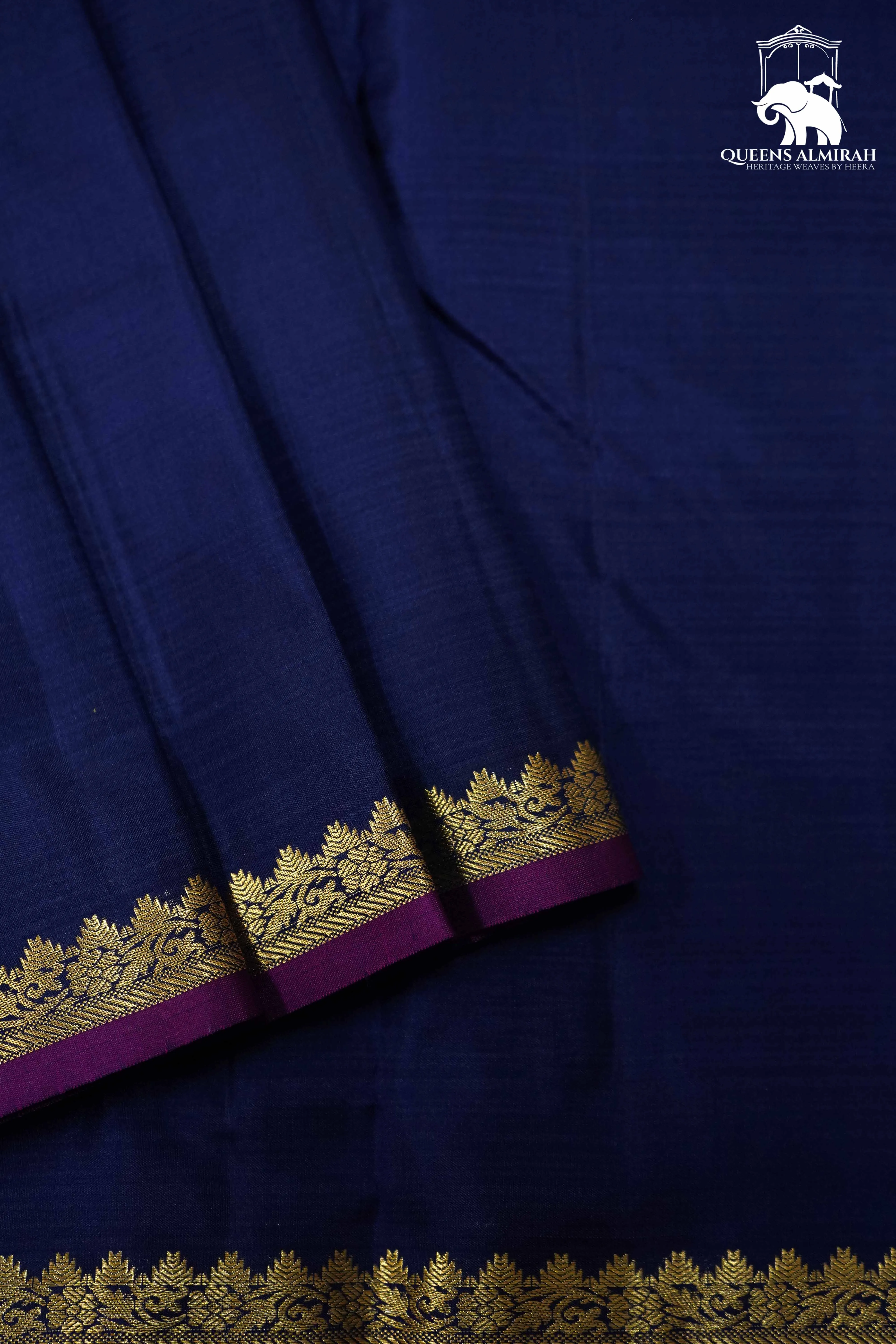 NAVY BLUE WITH GOLD BORDER KANCHIVARAM SILK SAREE