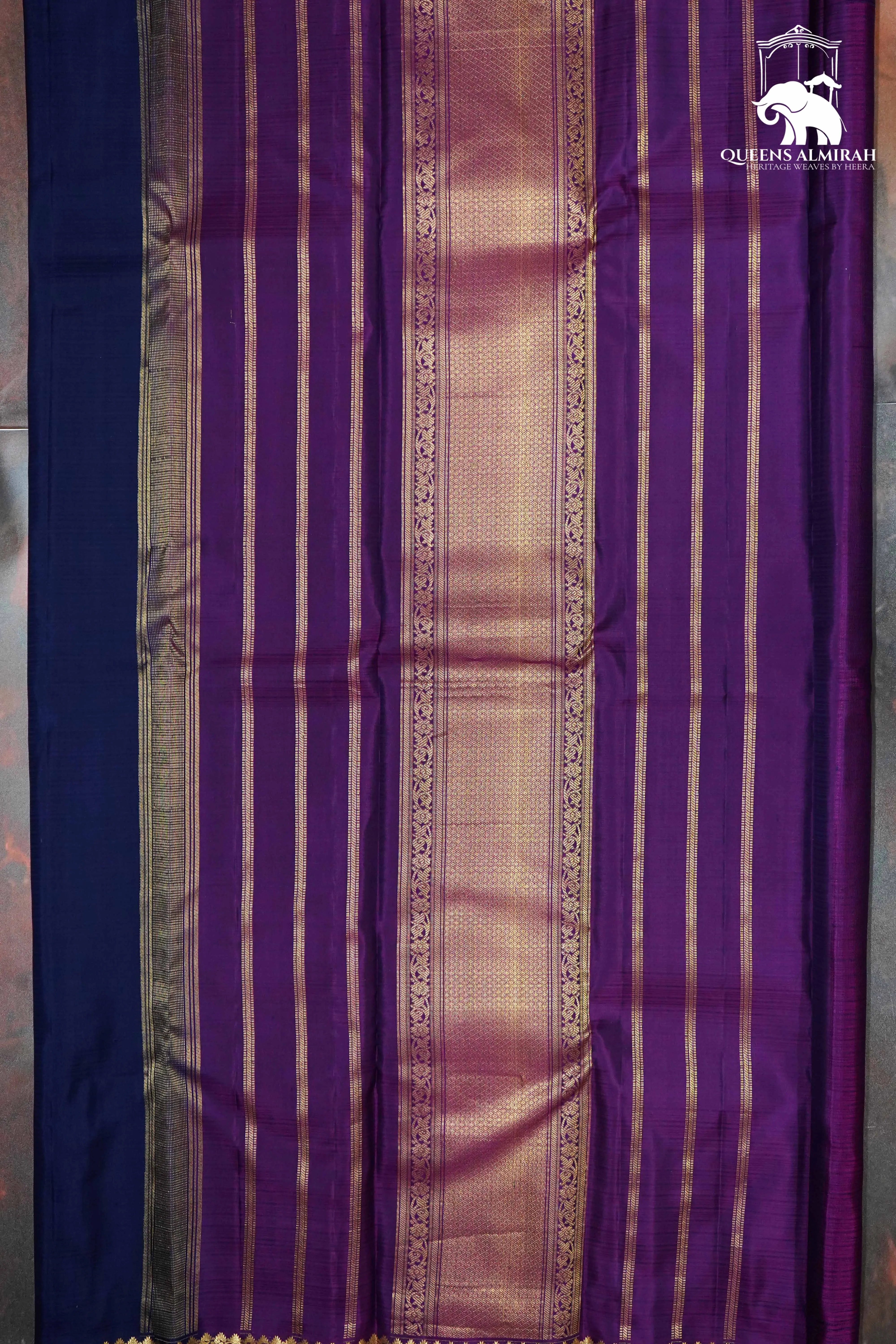 NAVY BLUE WITH GOLD BORDER KANCHIVARAM SILK SAREE
