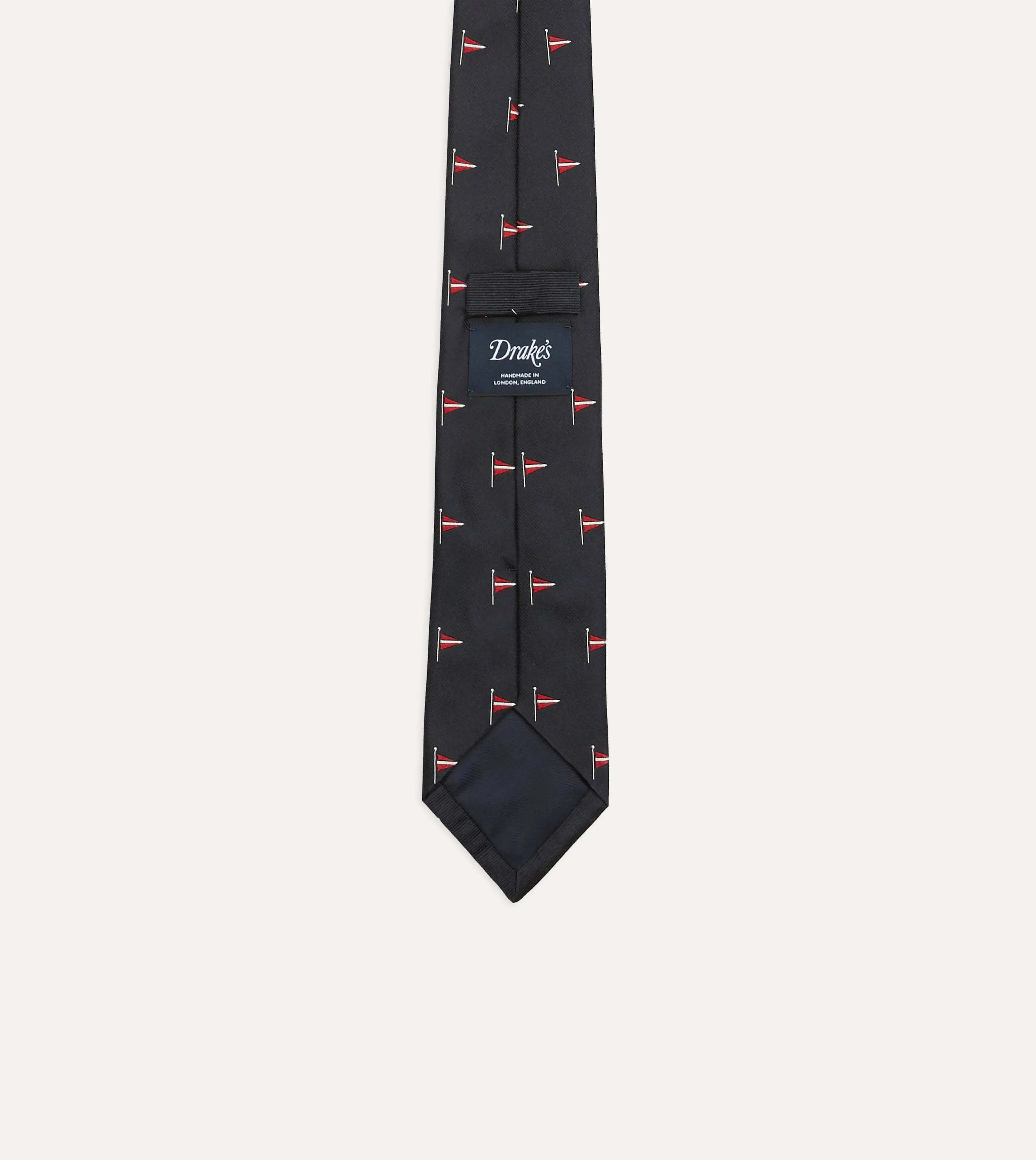 Navy Red Pennant Motif Silk Tipped Tie