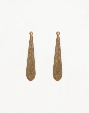 Ornate Etched Dangle, 36x7mm, (2pcs)