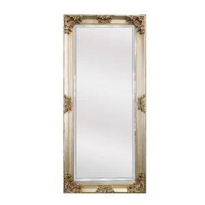 Ornate French Provincial Wall Mirror, 90x170cm, Champagne