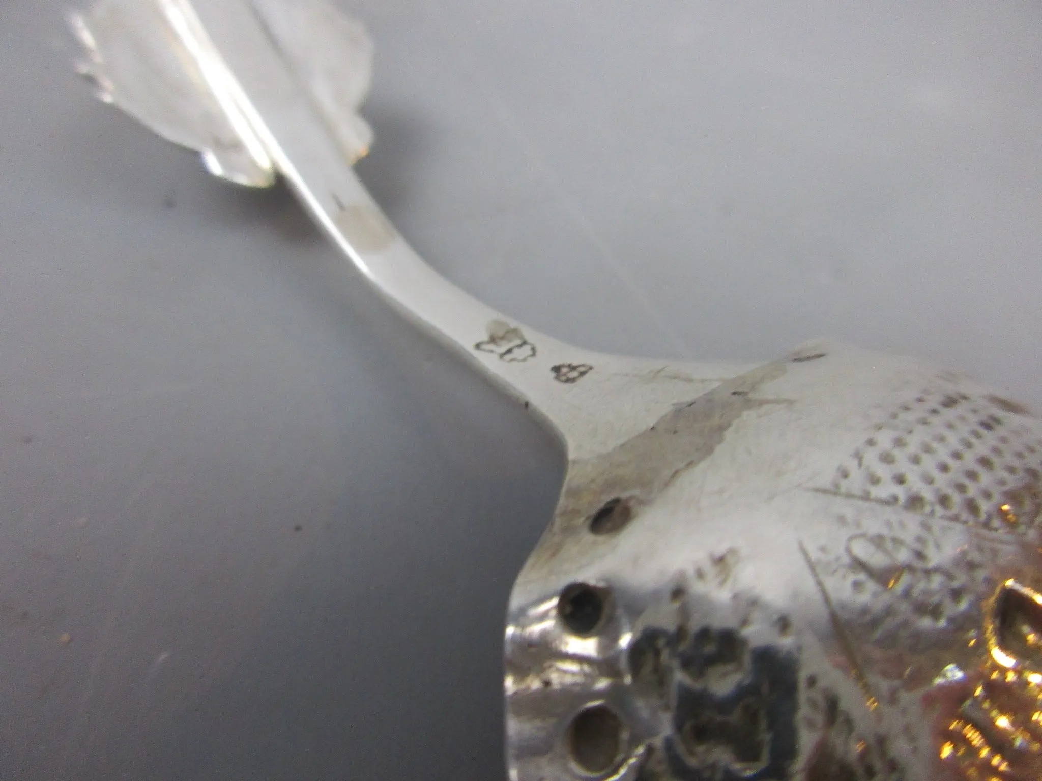 Ornate Sterling Silver Continental Souvenir Spoon With Goat Finial Design Antique c1890