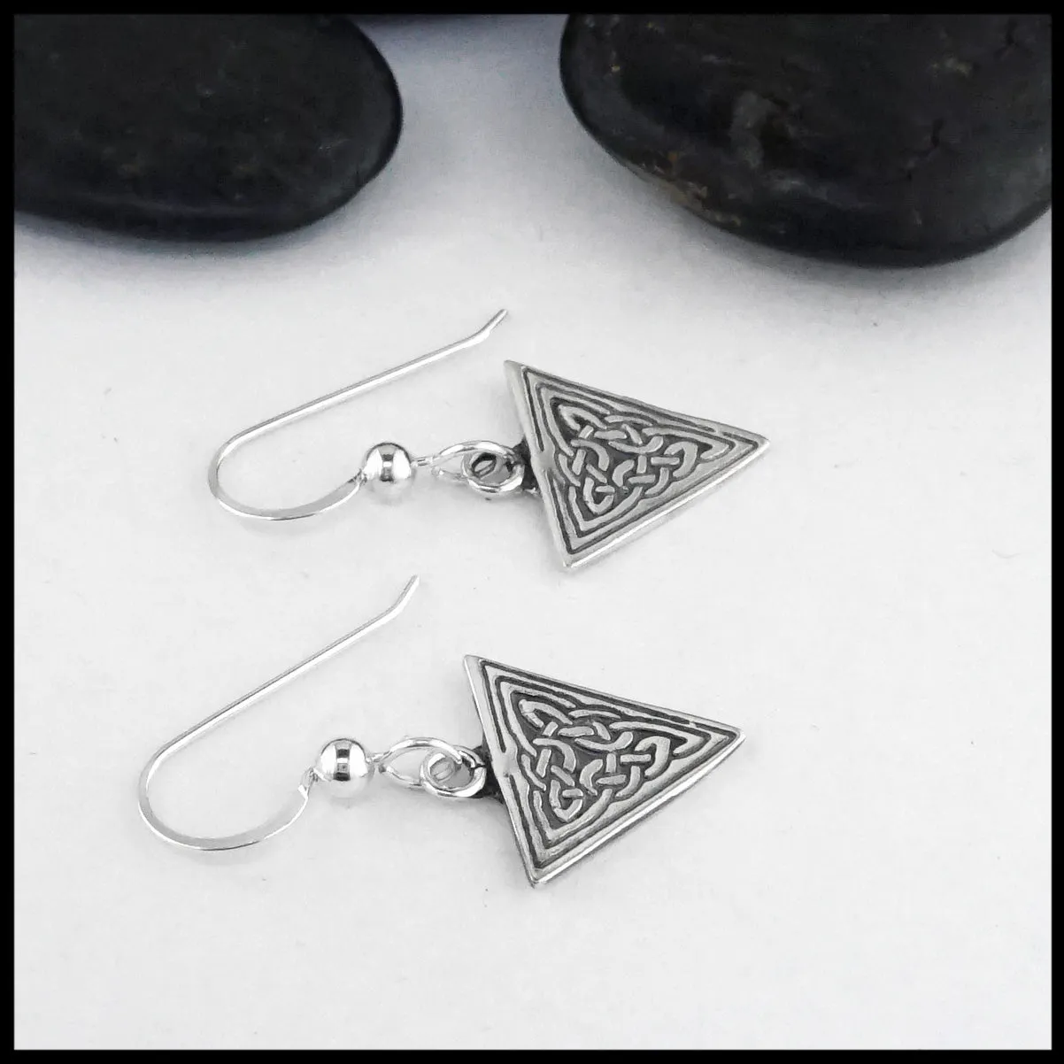 Ornate Triangle Celtic Knot Earrings