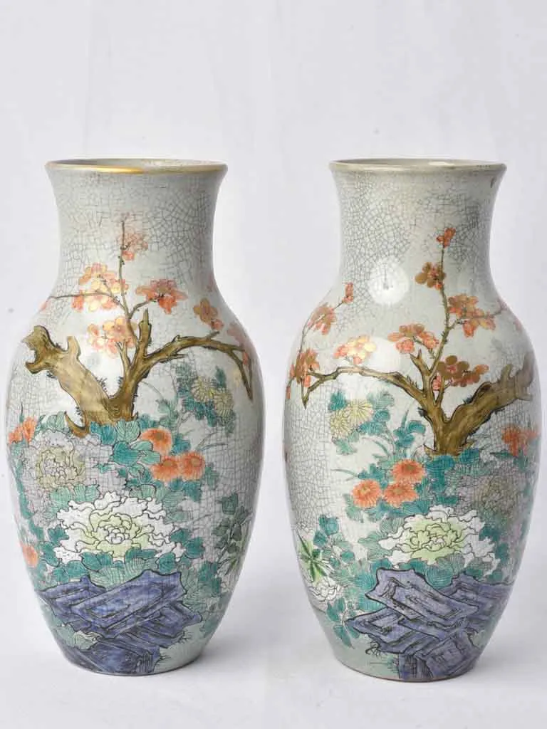 Pair of antique Japanese vases 12½"