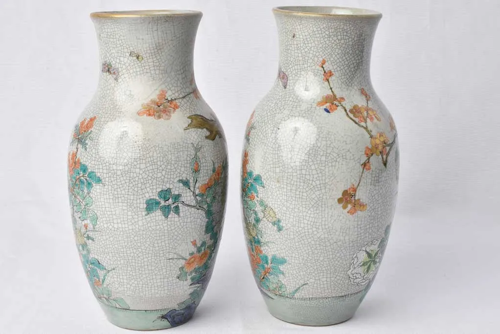 Pair of antique Japanese vases 12½"