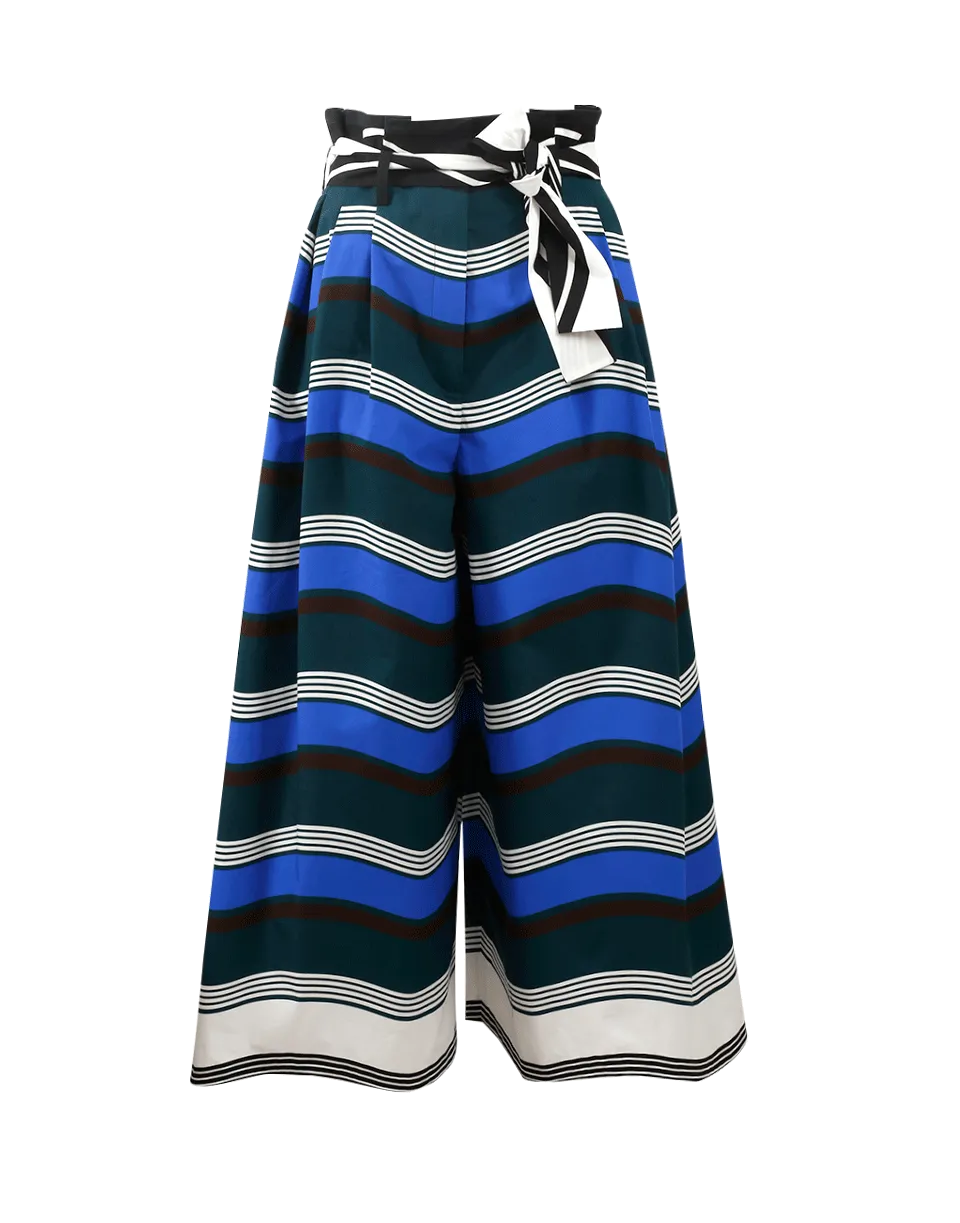 Paper Bag Striped Cotton Pant