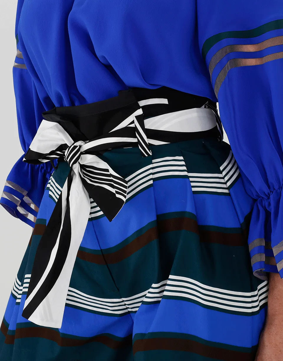 Paper Bag Striped Cotton Pant