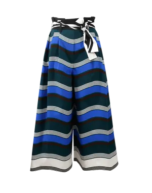 Paper Bag Striped Cotton Pant