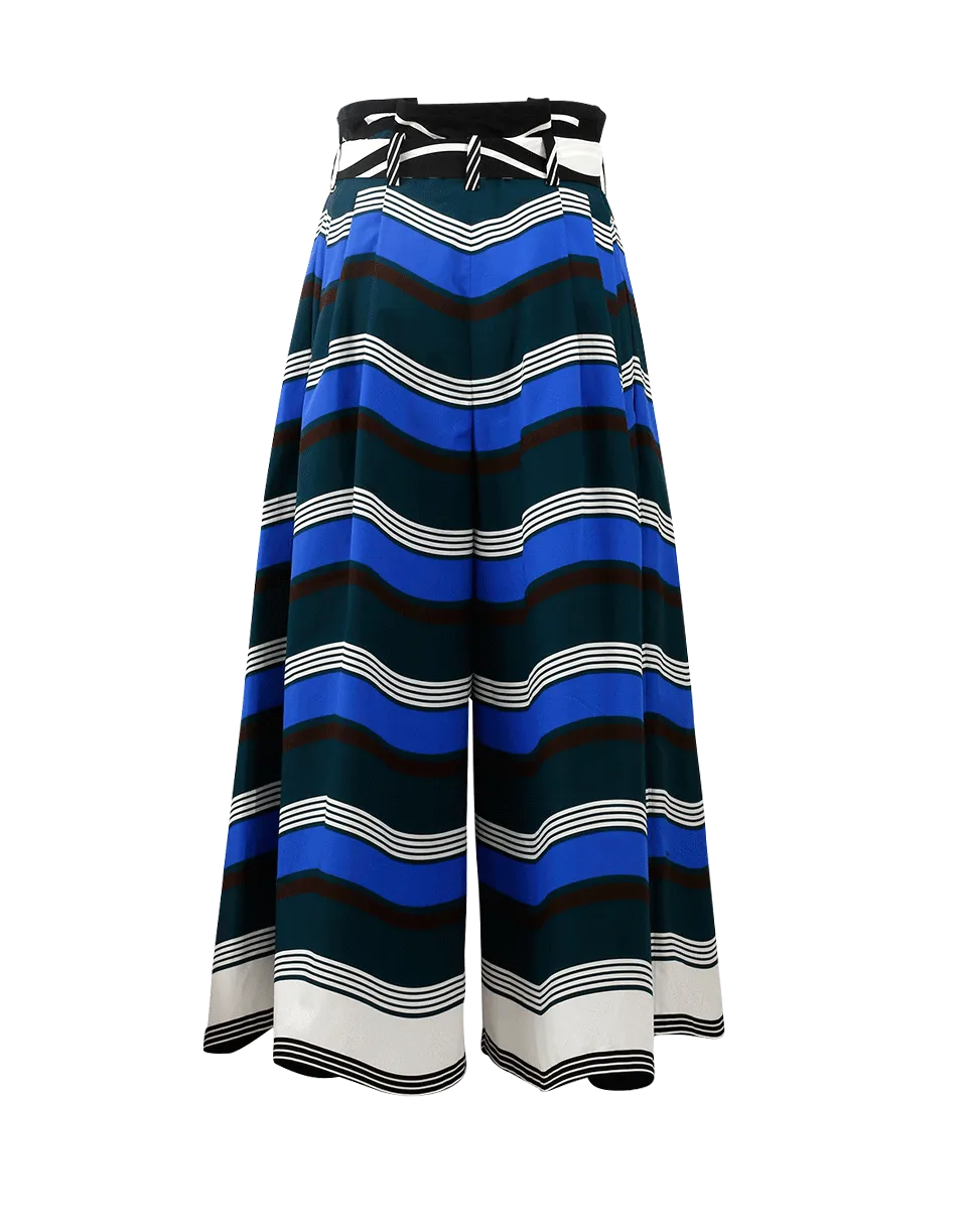 Paper Bag Striped Cotton Pant