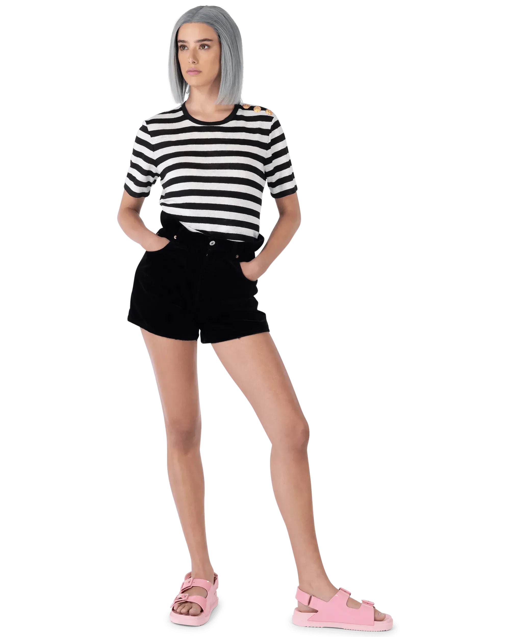 Paperbag Waist Velvet Shorts