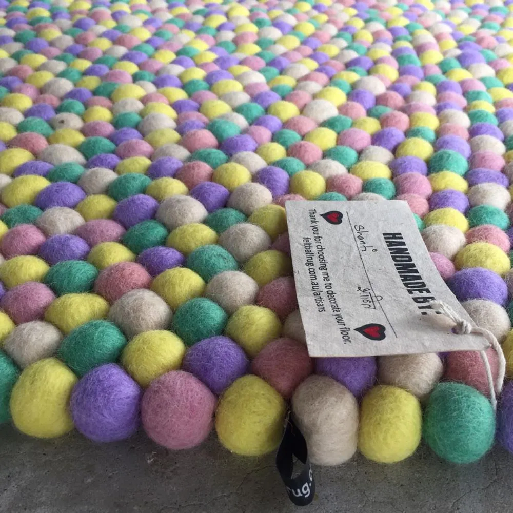 Pastel Paradise Felt Ball Rug