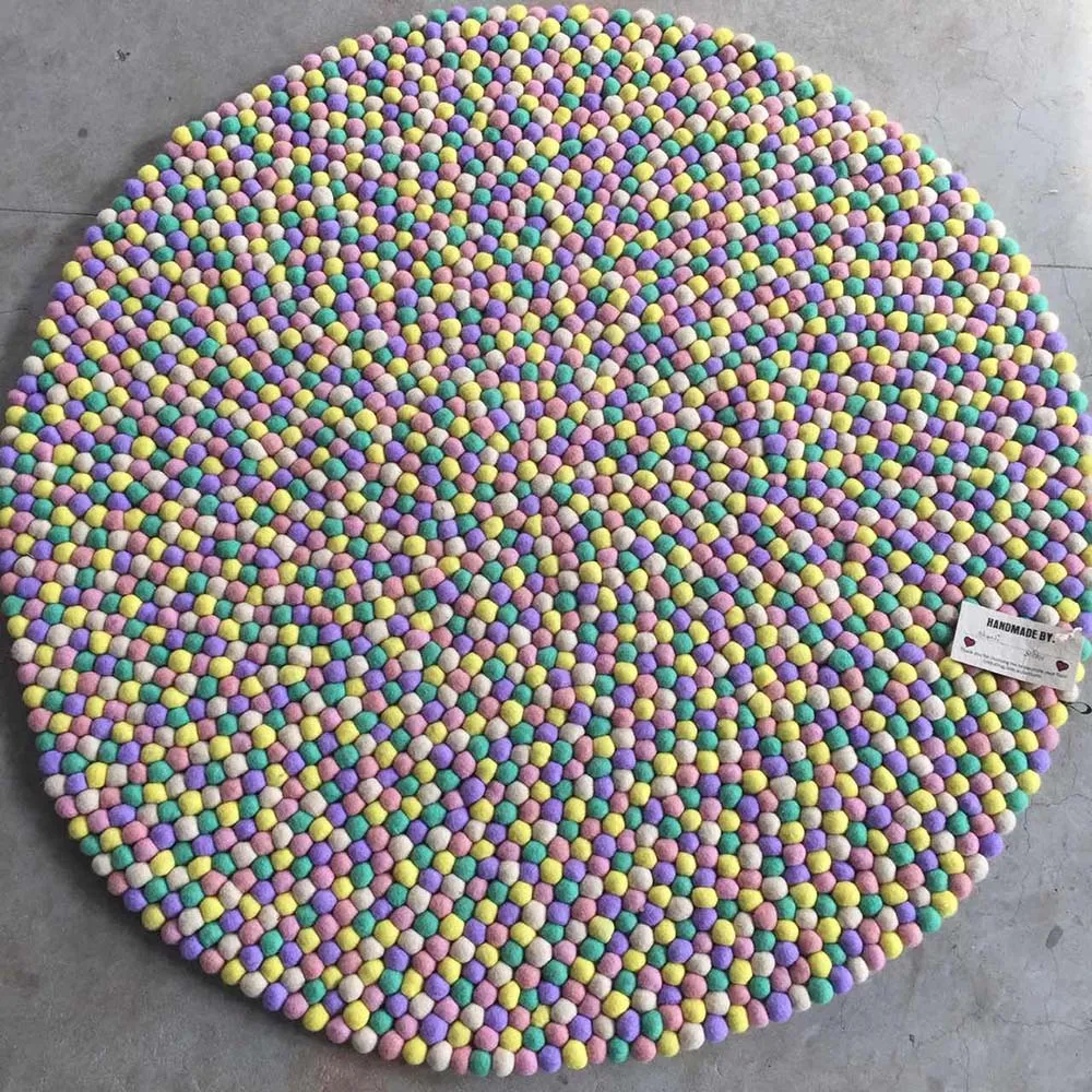 Pastel Paradise Felt Ball Rug