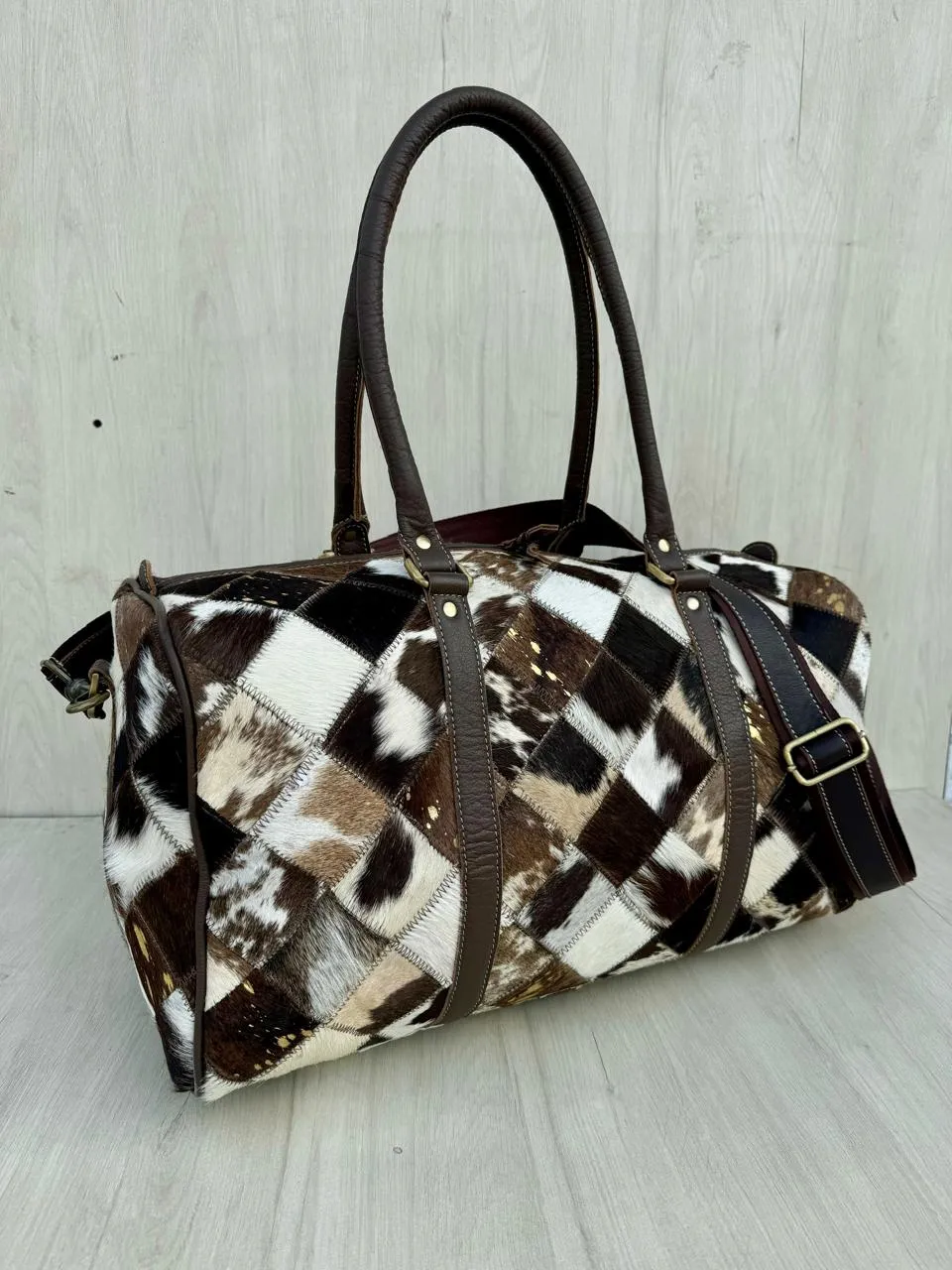 Patchwork Cowhide Travel Bag – AT67