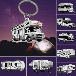 Personalized Camping Keychain, Class C Flat Acrylic Keychain for Camper