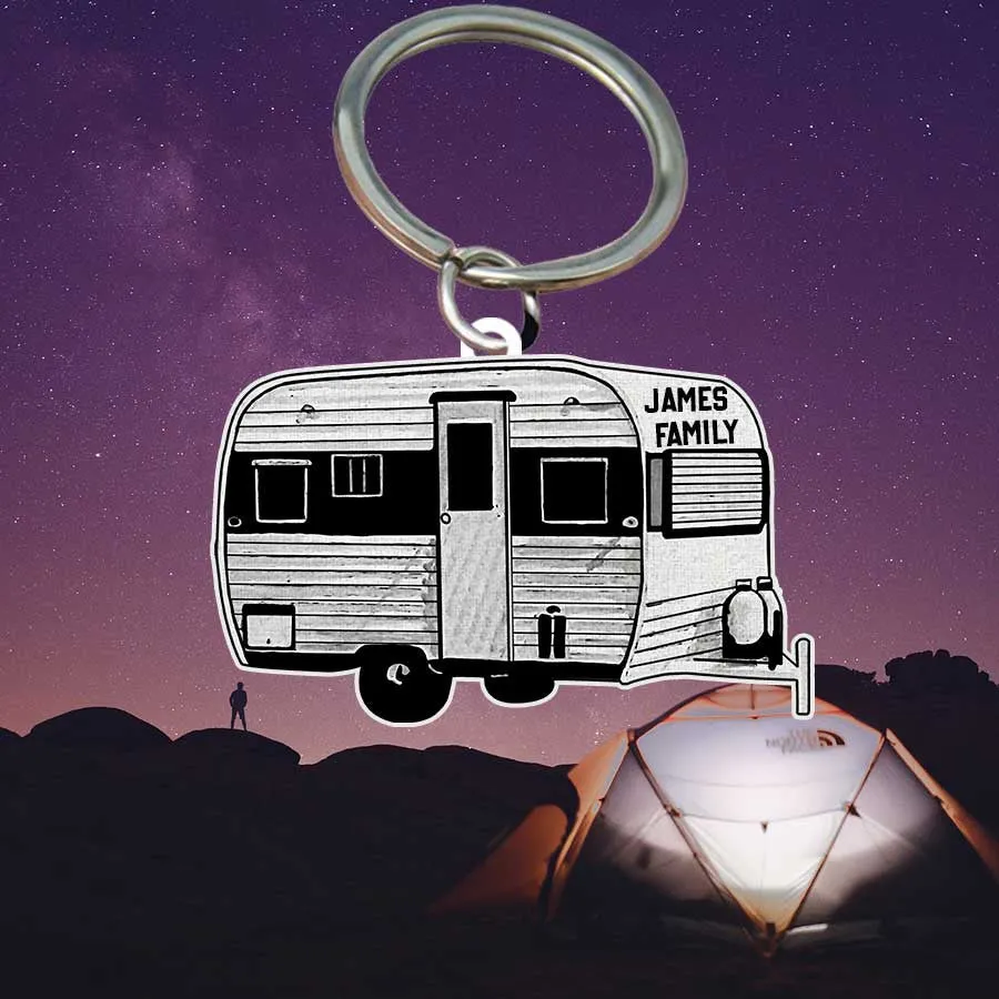 Personalized Camping Keychain, Class C Flat Acrylic Keychain for Camper
