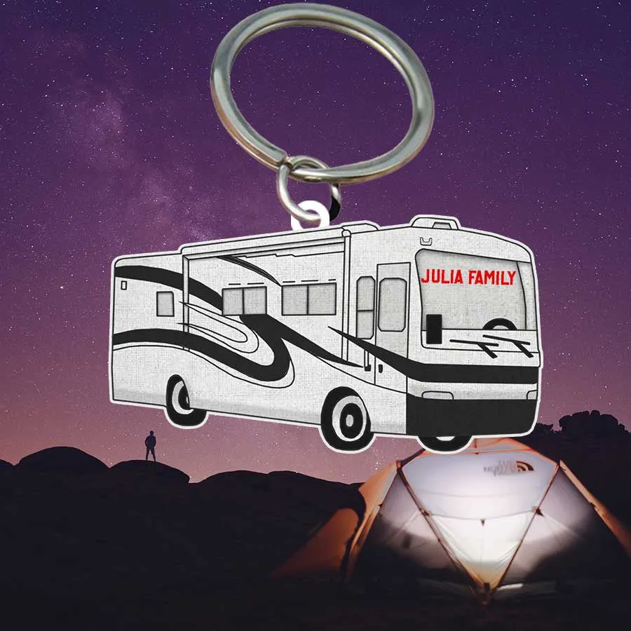 Personalized Camping Keychain, Class C Flat Acrylic Keychain for Camper