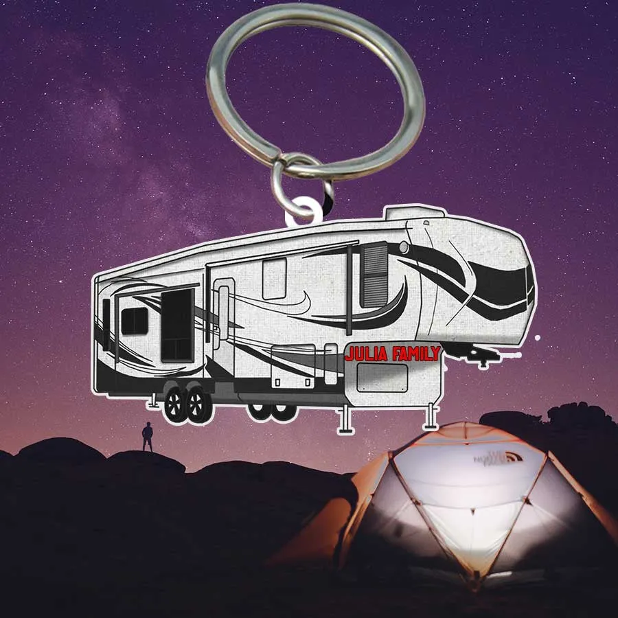 Personalized Camping Keychain, Class C Flat Acrylic Keychain for Camper