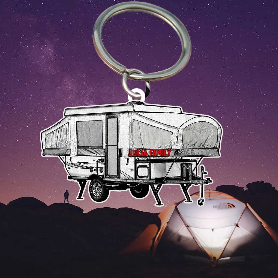 Personalized Camping Keychain, Class C Flat Acrylic Keychain for Camper