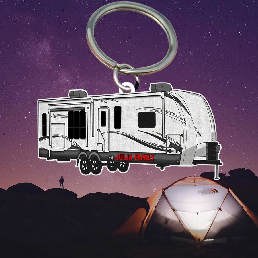Personalized Camping Keychain, Class C Flat Acrylic Keychain for Camper