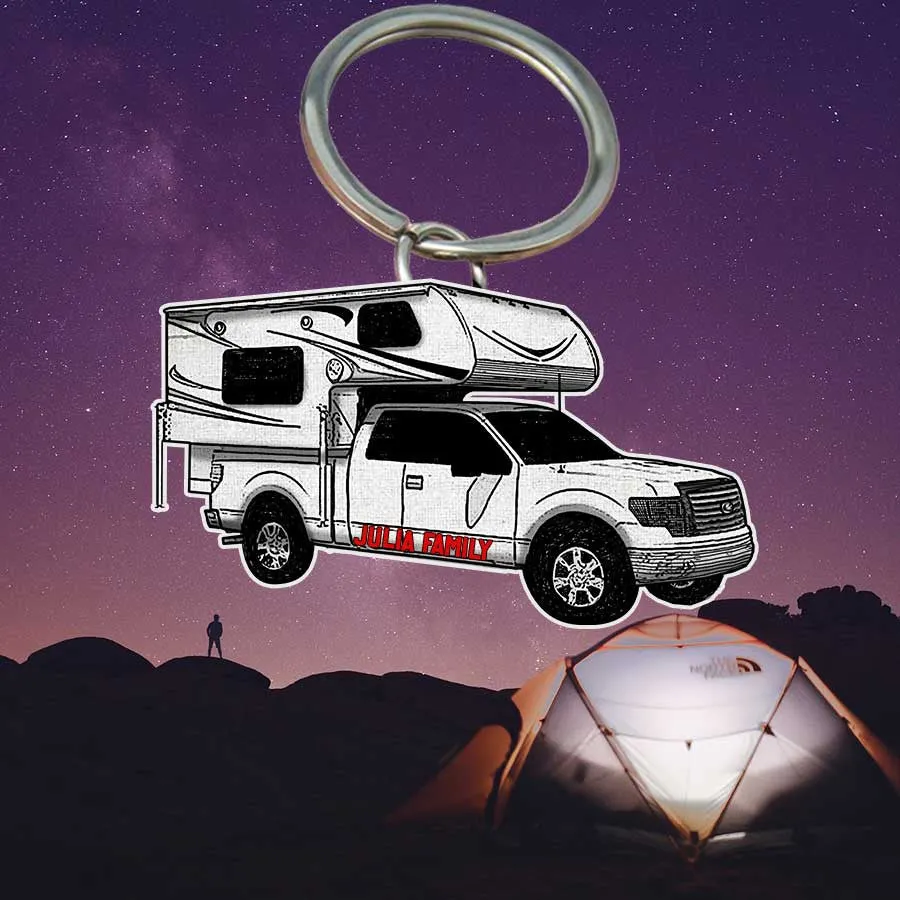 Personalized Camping Keychain, Class C Flat Acrylic Keychain for Camper