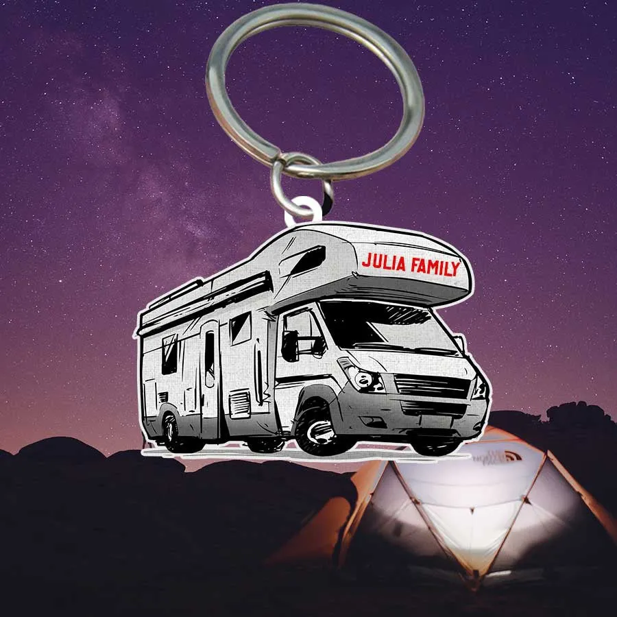 Personalized Camping Keychain, Glamping Tent Flat Acrylic Keychain for Camper