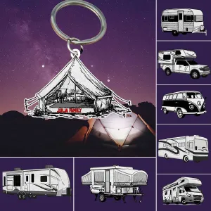 Personalized Camping Keychain, Glamping Tent Flat Acrylic Keychain for Camper