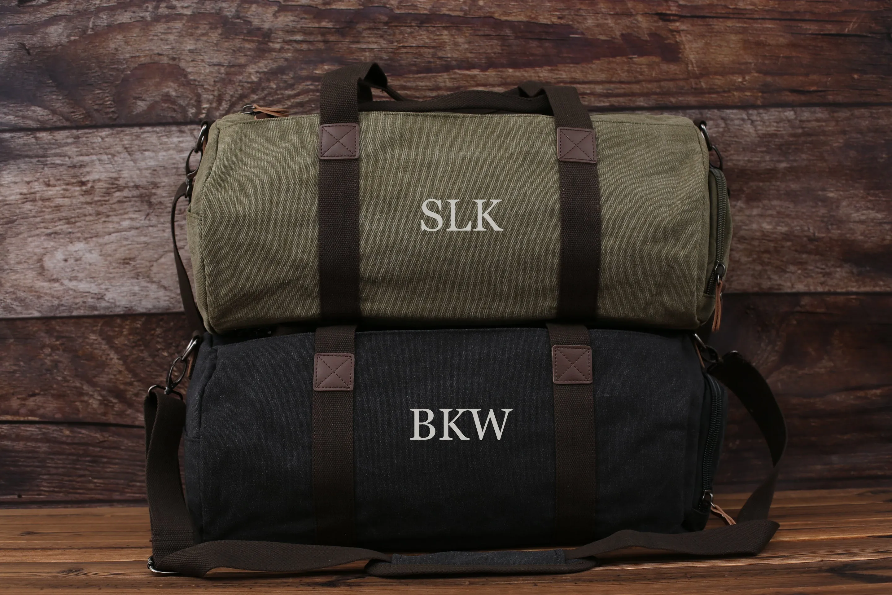 Personalized Groomsmen Canvas Duffel Bag, Overnight Bag, Weekender Bag, Embroidered Duffle Gifts For Men