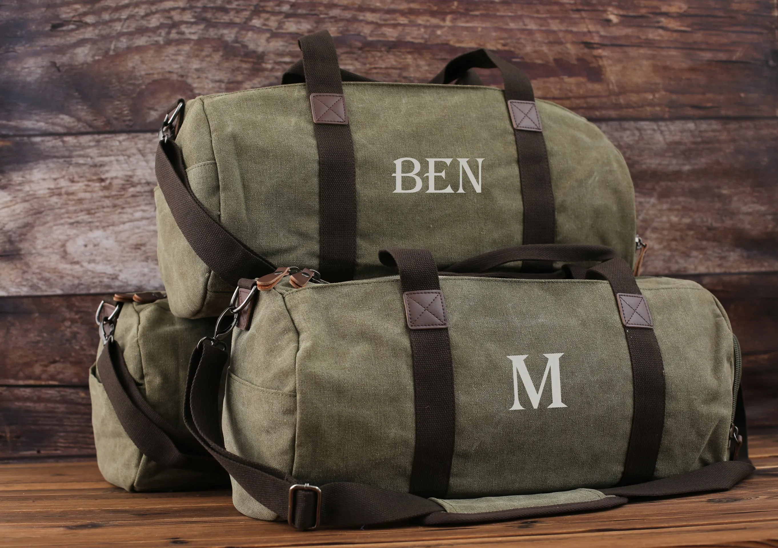 Personalized Groomsmen Canvas Duffel Bag, Overnight Bag, Weekender Bag, Embroidered Duffle Gifts For Men