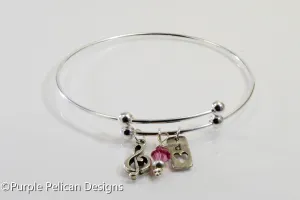 Personalized Sterling Silver Music Lovers Expandable Bangle