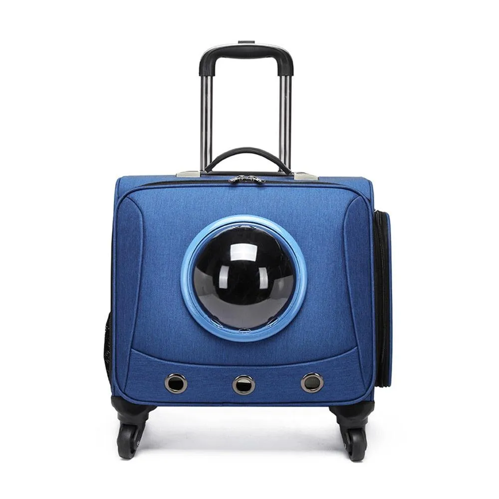 Pet Traveling Carrier Trolley Case With Space Capsule