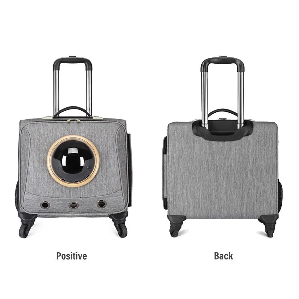 Pet Traveling Carrier Trolley Case With Space Capsule