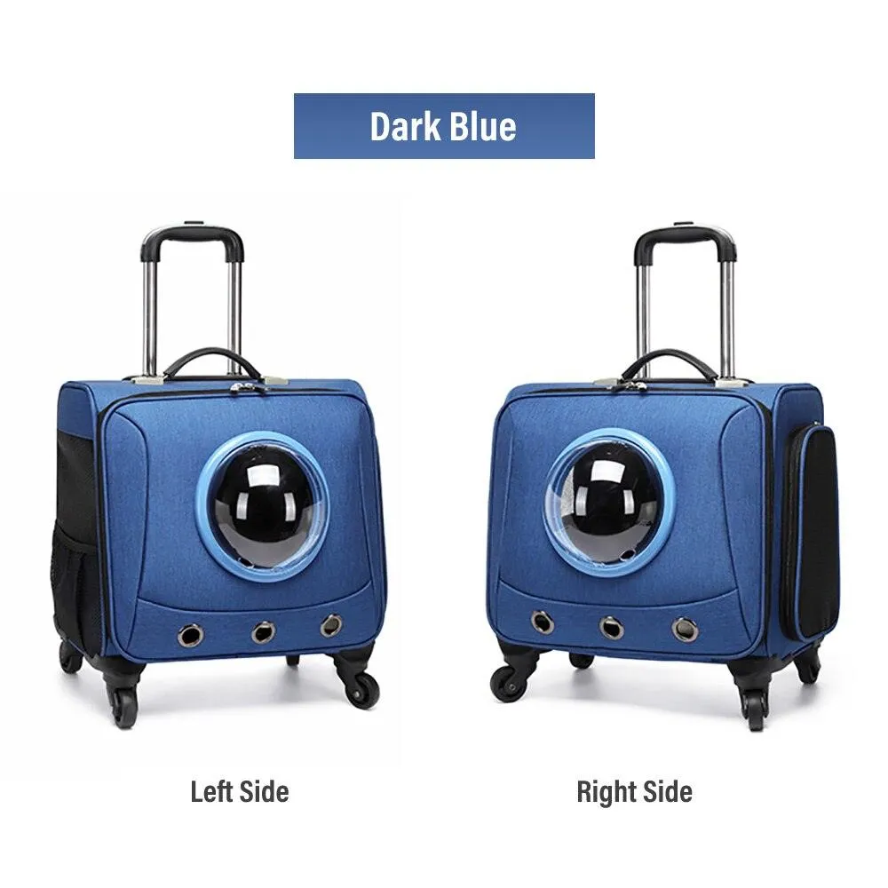 Pet Traveling Carrier Trolley Case With Space Capsule