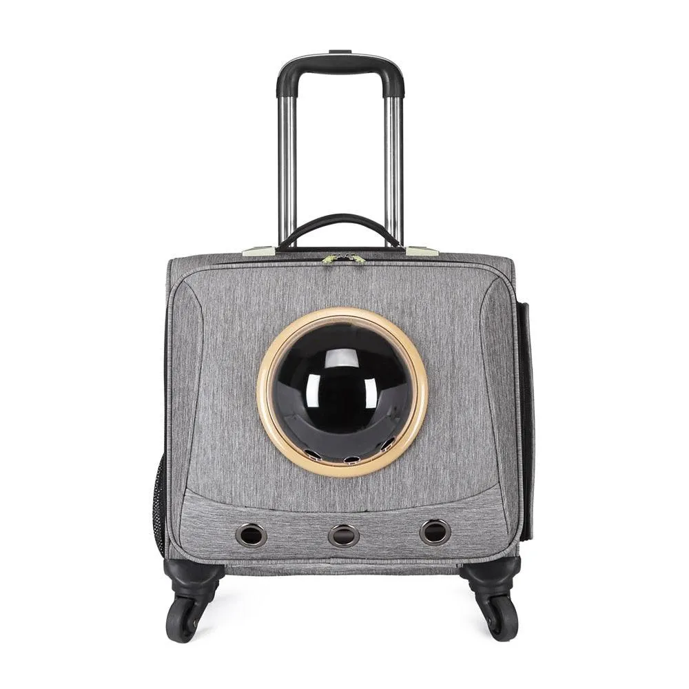 Pet Traveling Carrier Trolley Case With Space Capsule