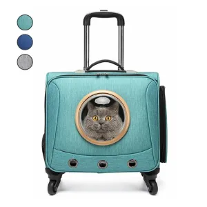 Pet Traveling Carrier Trolley Case With Space Capsule