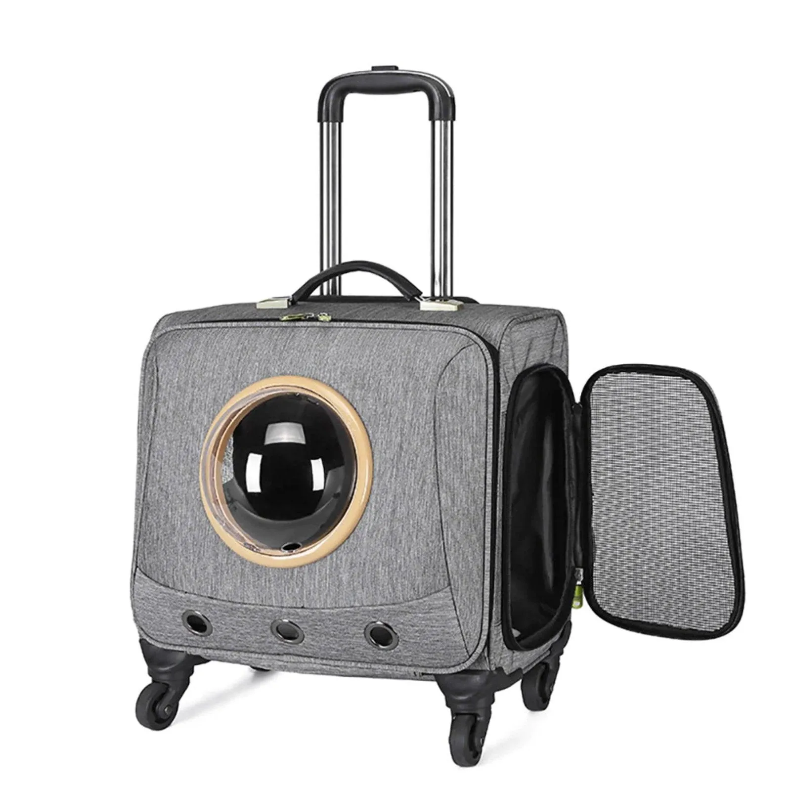 Pet Traveling Carrier Trolley Case With Space Capsule