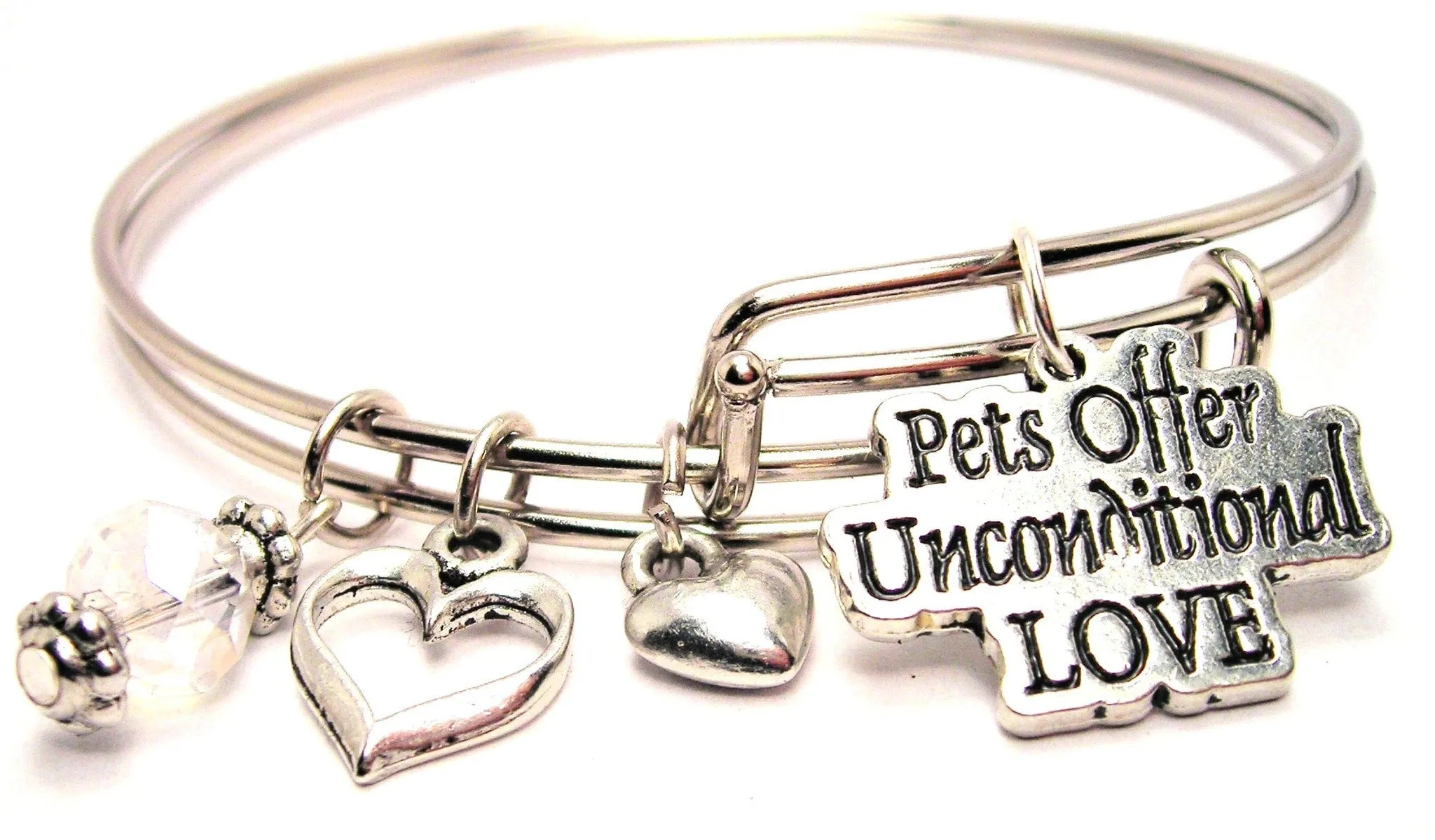 Pets Offer Unconditional Love Expandable Bangle Bracelet Set