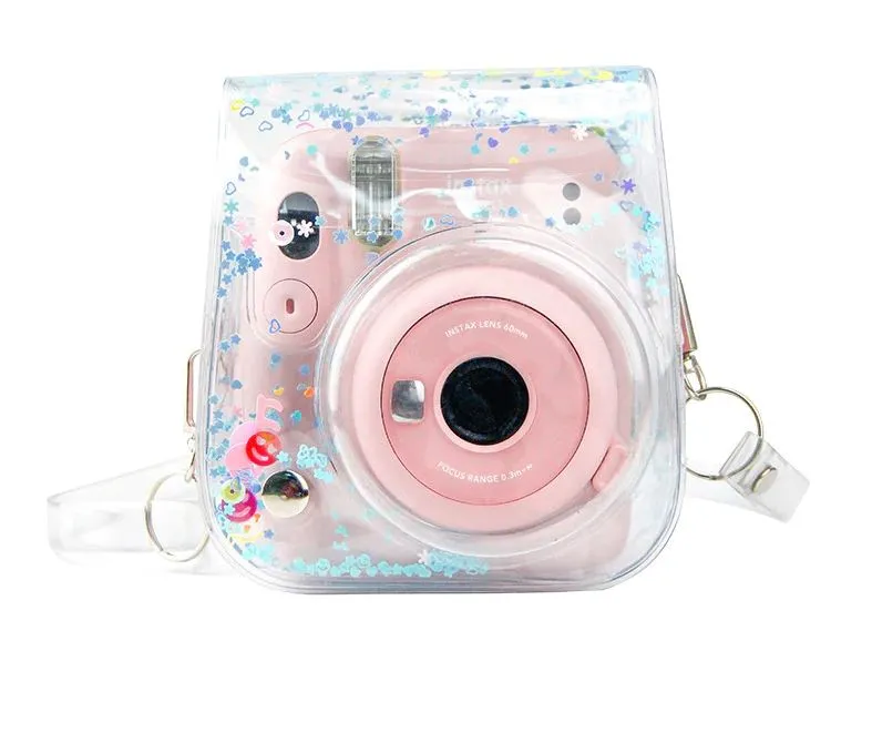 Pikxi BMP11 Fujifilm Instax Mini 11 PU Leather Camera Case Bag with Shoulder Strap Protective Case (Clear Designs)