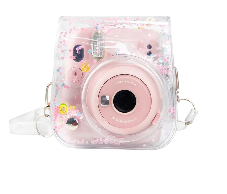 Pikxi BMP11 Fujifilm Instax Mini 11 PU Leather Camera Case Bag with Shoulder Strap Protective Case (Clear Designs)